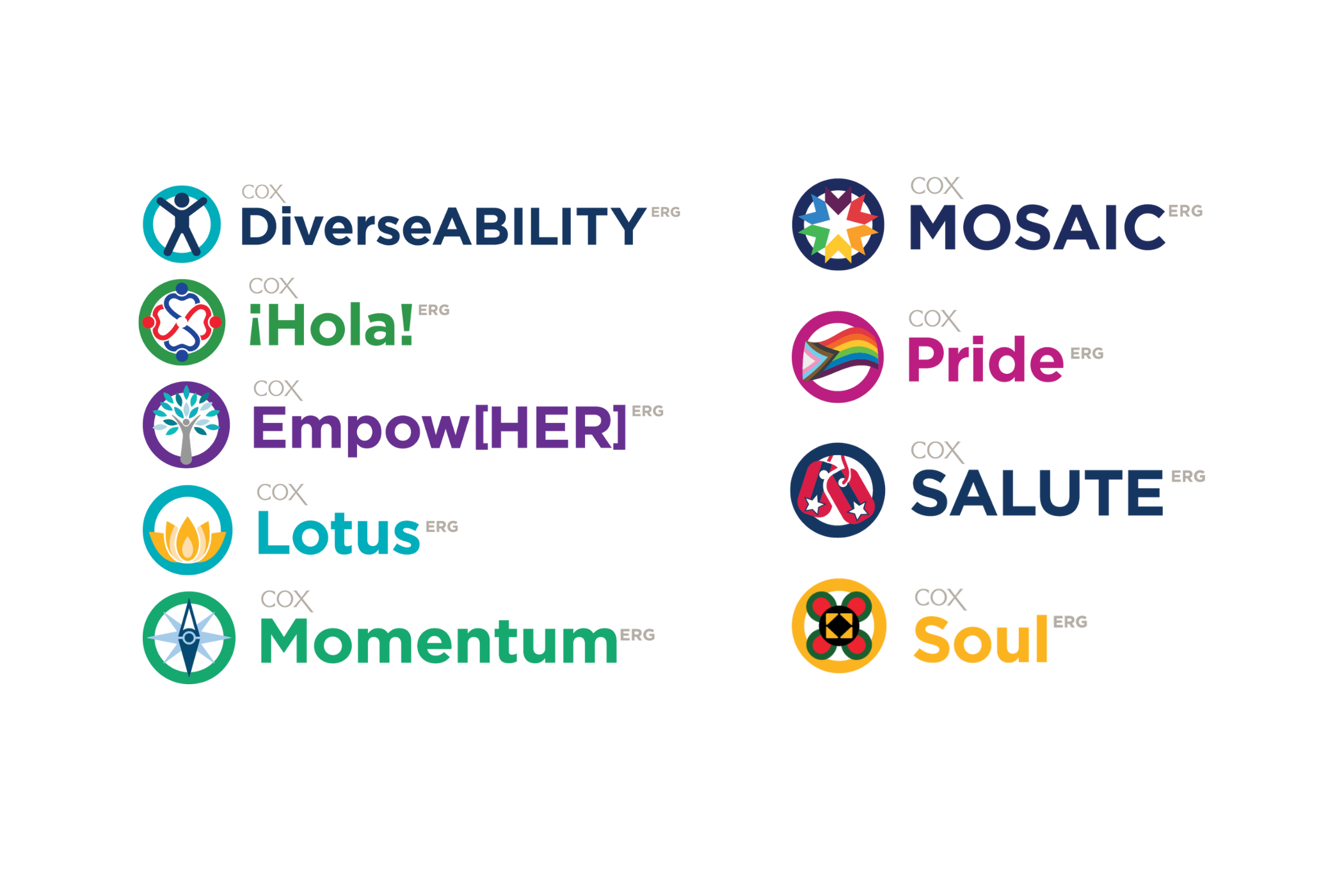Cox employee resource group logos