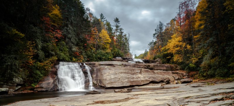 a waterfall in a forest