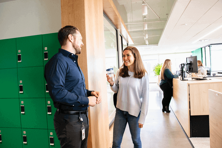 Cox employees socializing on campus