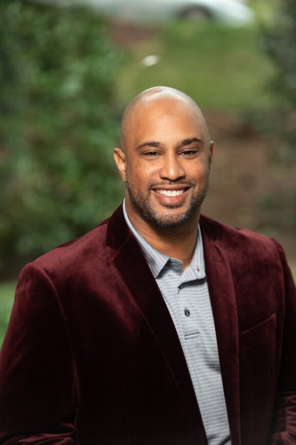 a person in a red jacket