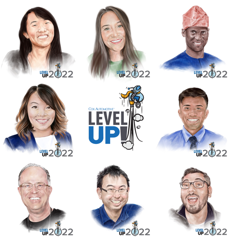 The digital portraits T created for his Cox Automotive coworkers.