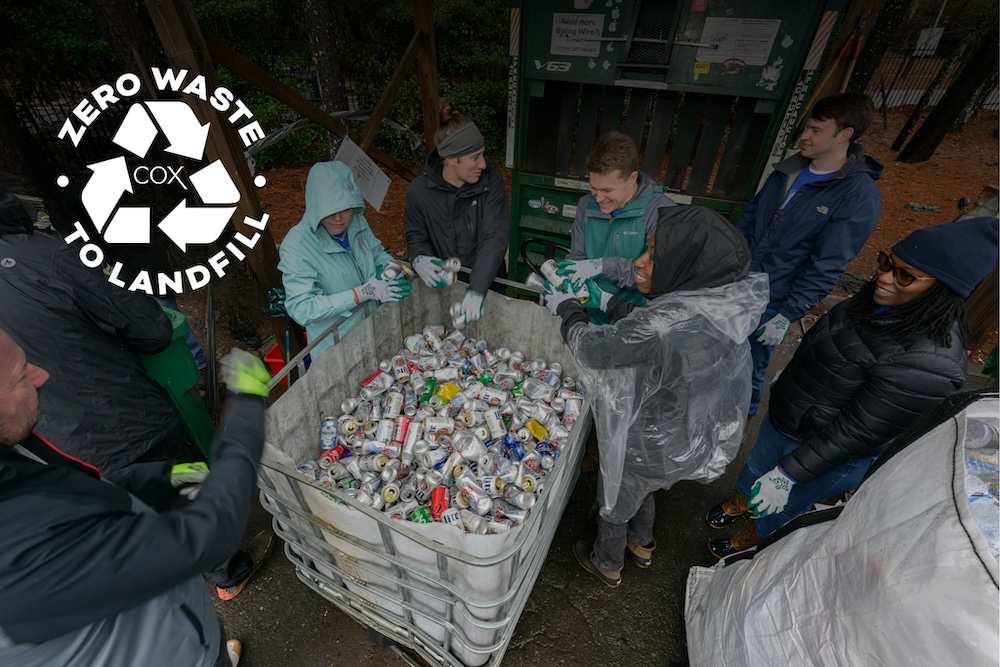 Zero Waste Logo And Cox Employees Recycling