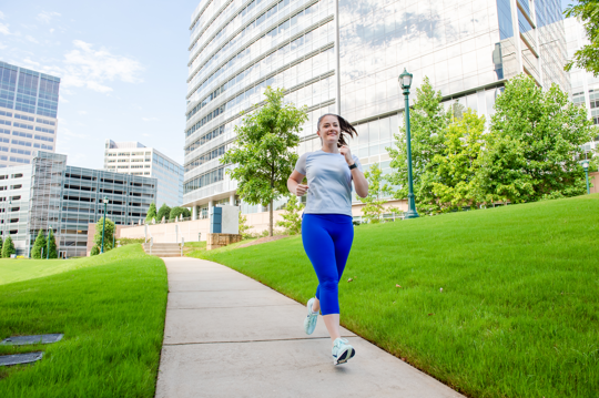Cox Communications employee Tabitha Lichtenberg going for a run near Cox's Atlanta campus.